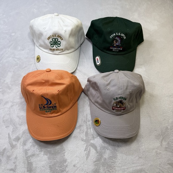 usga Other - Lot of 4 US Open USGA Member Golf Hats Oakmont Erin Hills Shinnecock Chambers